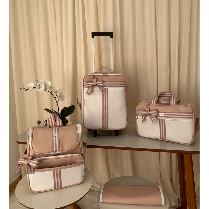 Kit De Bolsa De Maternidade Mala De Rodinha Nude Detalhes
