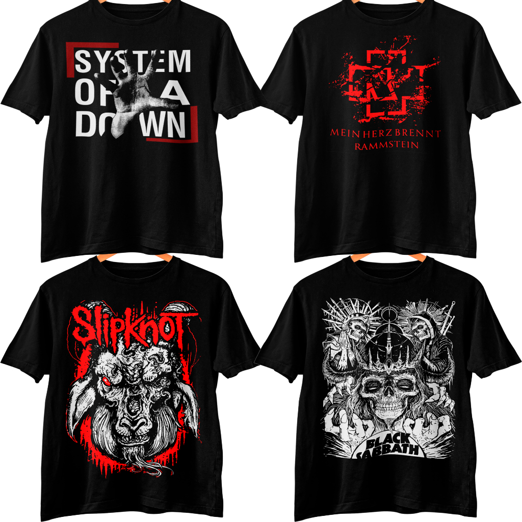 Camiseta Banda De Rock Black Sabbath Slipknot Soad Rammstein Camisa