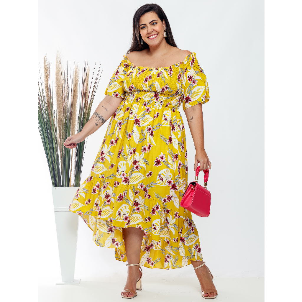 Vestido Mullet Plus Size Ciganinha Estampado Shopee Brasil