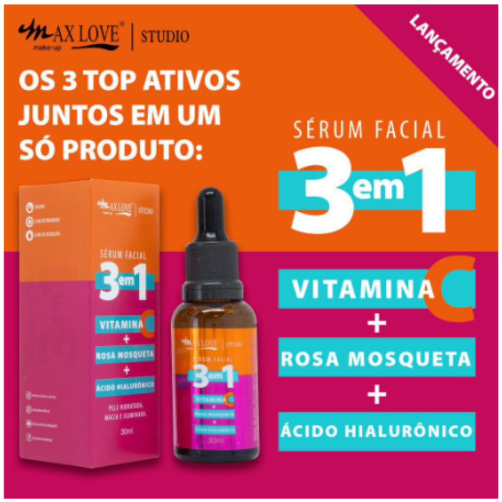 S Rum Facial Em Vitamina C Rosa Mosqueta Cido Hialur Nico Ml Max