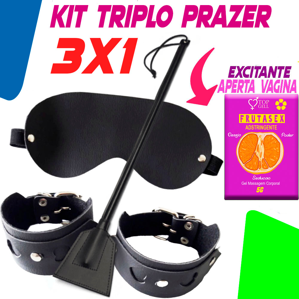 Kit Sex Shop Sensual Triplo Prazer Produtos Bdsm Topgel Sexy Sado