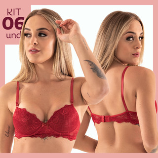 Kit 6 Sutiãs Bojo de Renda Lingerie Feminina Sutian Soutien Básico Luxo Shopee Brasil