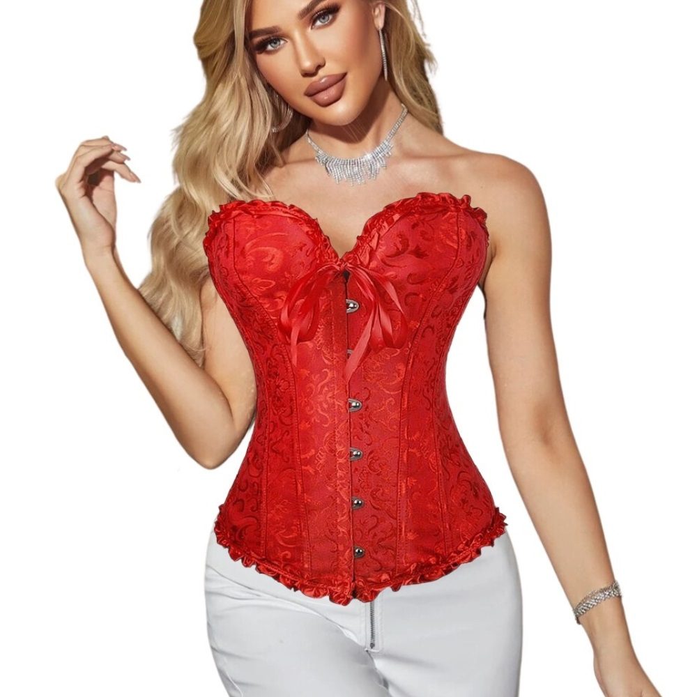 Corpete Corset Corselet Espartilho Cinta Modeladora Cetim Floral