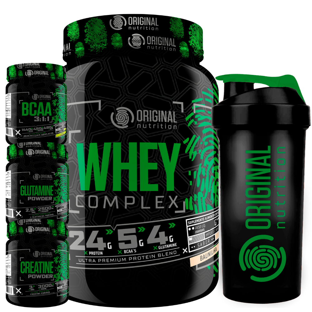 Kit Whey Complex Bcaa Glutamina Creatina Shaker On Original