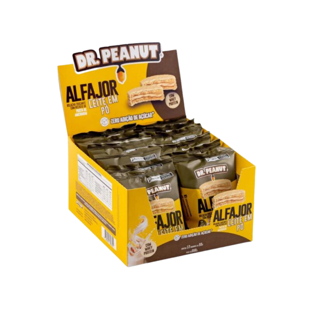 Alfajor C Whey Protein Cx C 12uni Dr Peanut Todos Sabores Shopee