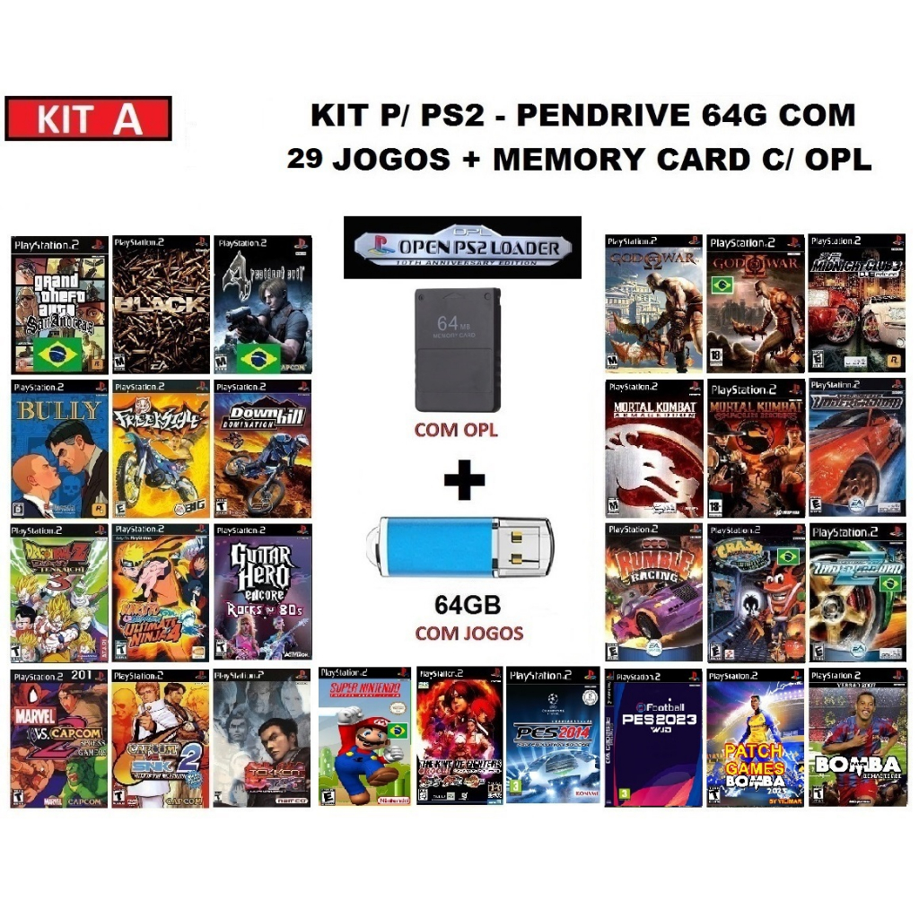 Kit Opl Para Seu Ps Pendrive G Jogos Memory Card M Opl