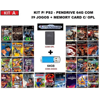 KIT OPL PARA SEU PS2 PENDRIVE 64G JOGOS MEMORY CARD 64M OPL