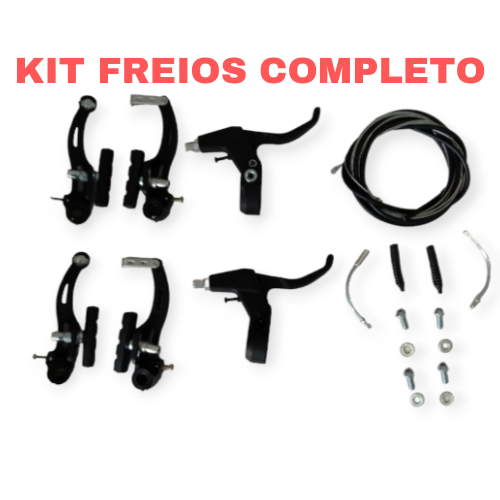 Kit Freio V Brake Paco Bike Bicicleta Em Nylon Preto Completo Aro