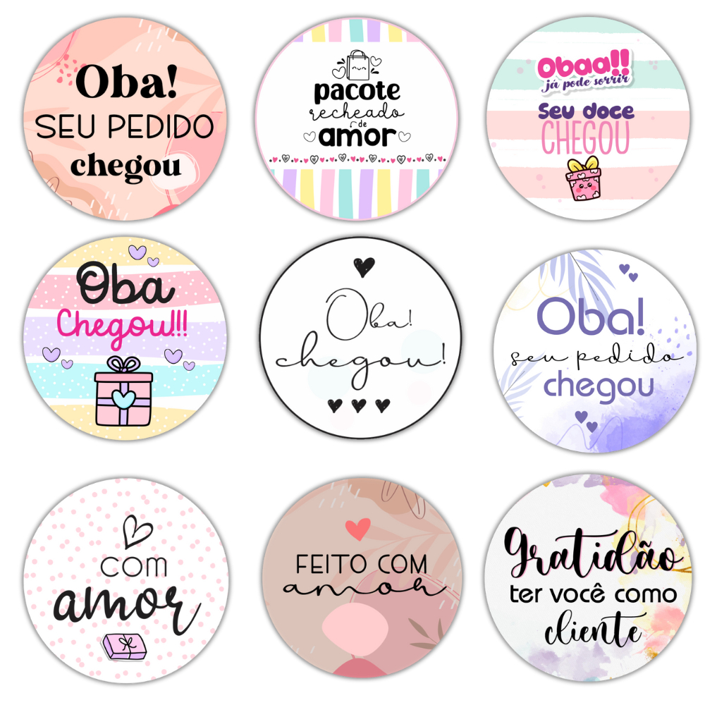 50 Adesivos Selo Etiqueta Frases Prontas Oba Chegou Amor