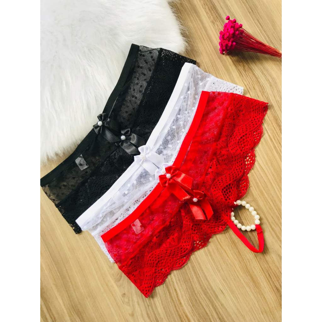 Calcinha Tailandesa pérola lingerie rendada Shopee Brasil