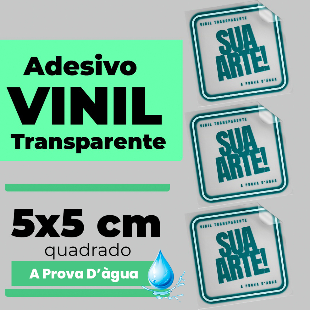 ETIQUETAS ADESIVAS L ADESIVOS PERSONALIZADOS 5X5cm VINIL TRANSPARENTE A