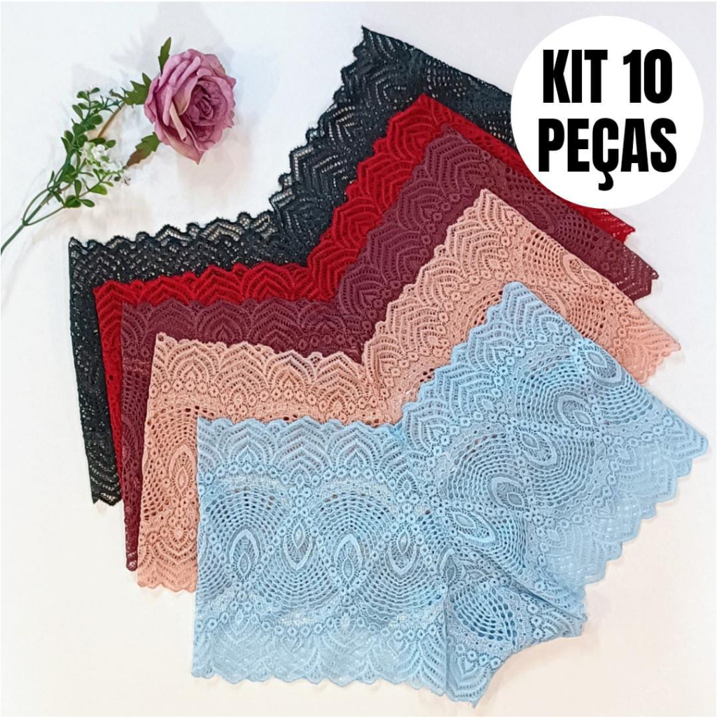 Kit Calcinhas Calesson Cale On Lingerie Tanga Shortinho Feminino