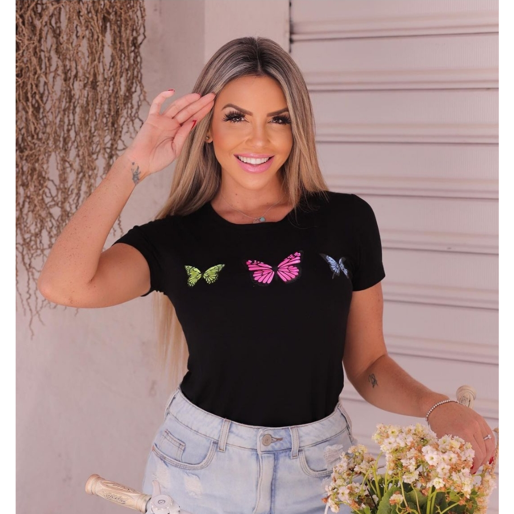 T Shirt De Luxo Blusinha Feminina Camiseta Baby Look Shopee Brasil