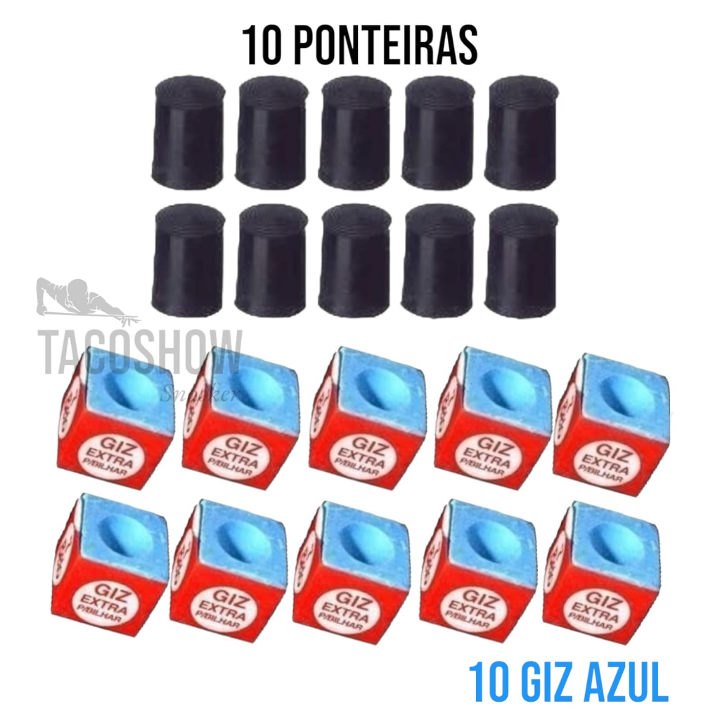 10 Virolas Ponteira Rista 10 Giz Azul 7 Belo Comum Para Taco Bilhar