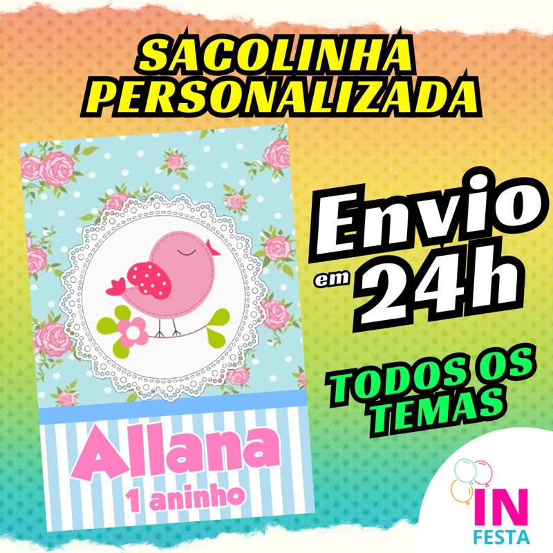 Kit Sacolinhas Personalizadas Jardim Encantado Jardim Das Borboletas