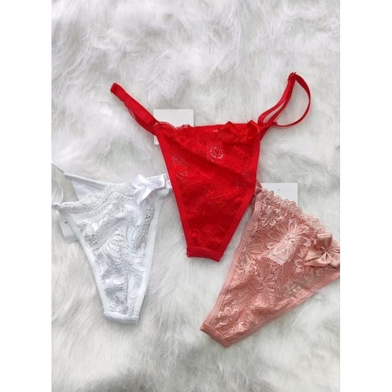 Calcinha Fio Dental Renda E Regulagem Lingerie Shopee Brasil