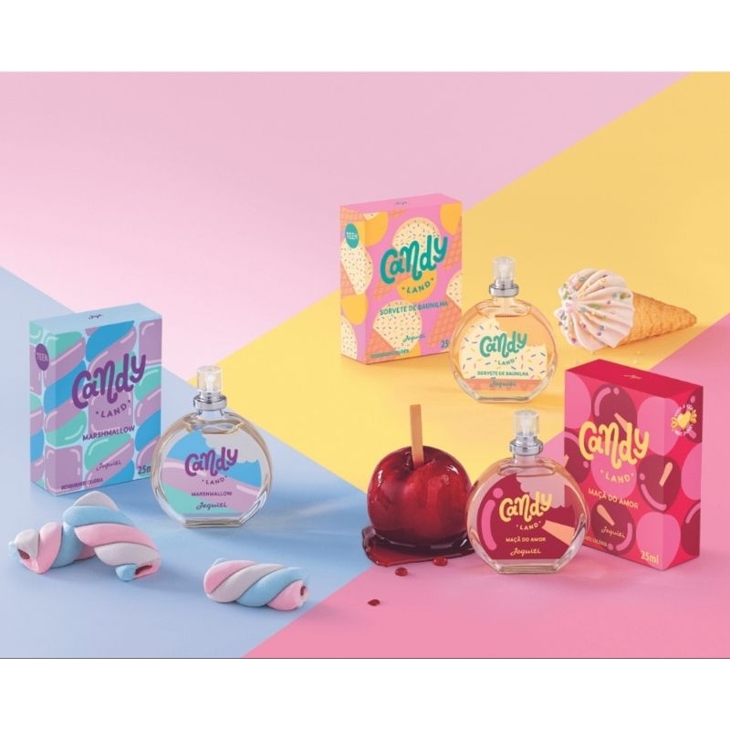 Linha Miniaturas Candy Land Deo Colônias Marshmallow Maçã do Amor e