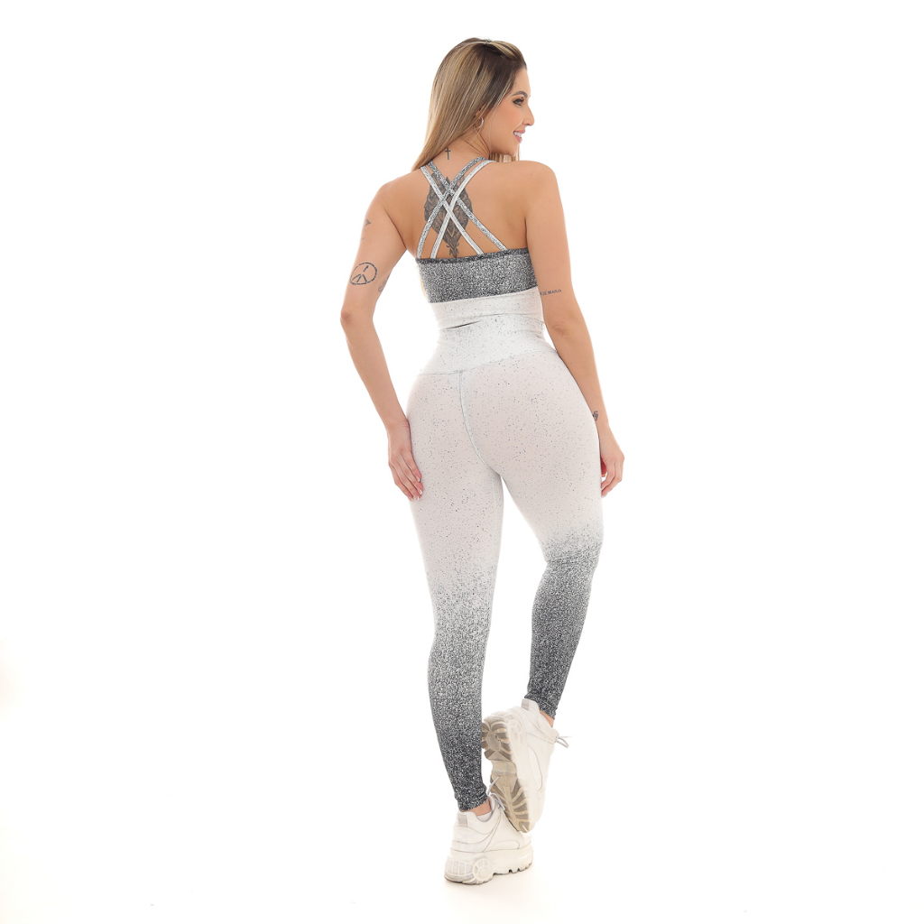 Conjunto Degrad Academia Fitness Legging Cintura Alta E Bojo Conjunto