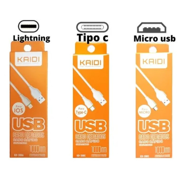 Cabo Para Celular Kaidi Original Iphone Micro Usb Tipo C Shopee