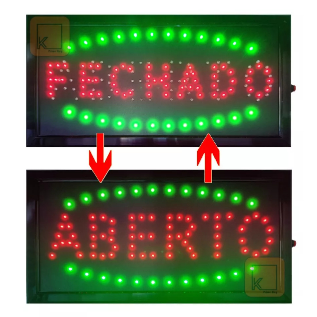 Placa Painel Letreiro Led Luminoso Aberto Fechado V Loja Clinica