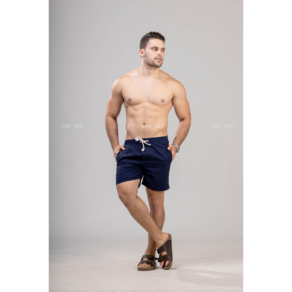 Short Linho Premium Masculino Mauricinho Bermuda Moda Praia Shopee Brasil