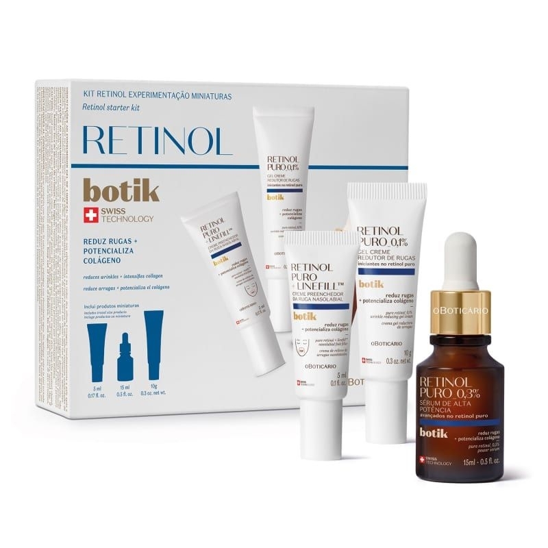 Kit Botik Retinol Puro 3 itens Sérum Facial Gel Creme Redutor Creme