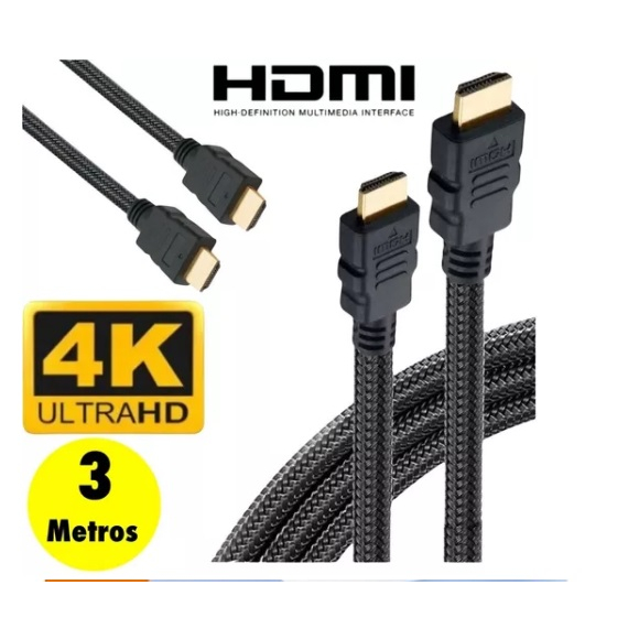 Cabo Hdmi Premium Gold K D Metros Full Hd Blindado Shopee Brasil