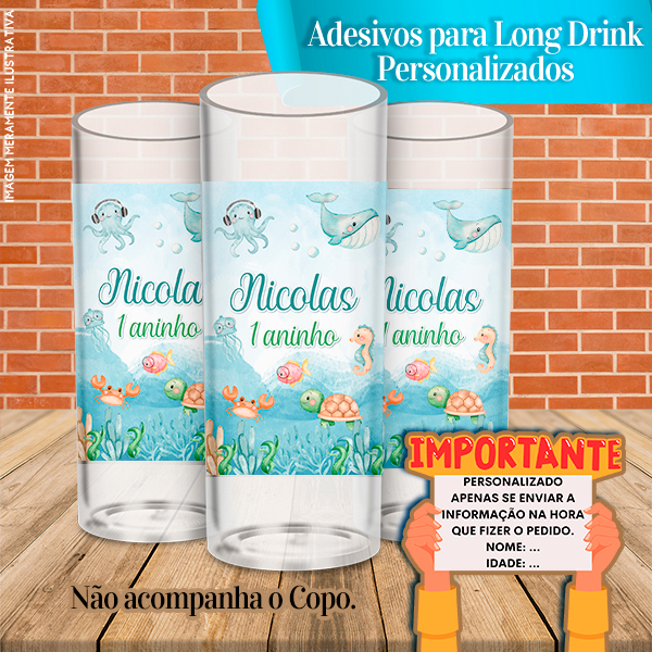 Adesivos Personalizados Para Copo Long Drink Fundo Do Mar Shopee Brasil