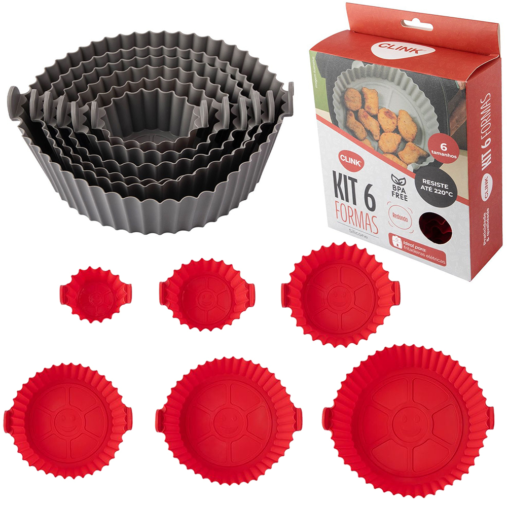 FORMA DE SILICONE REDONDA ALCA PARA AIR FRYER FRITADEIRA ELETRICA 6