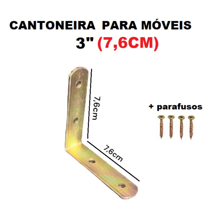 Kit 10 Peças Cantoneira 3 Polegada 7 6cm para Móveis em L