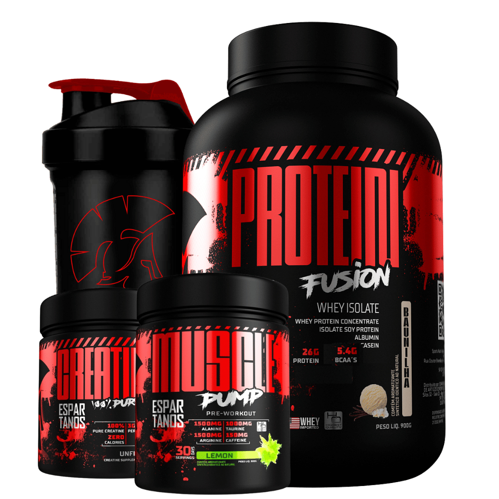 Kit Whey Protein Isolado Fusion Pré Treino Muscle Pump Creatina