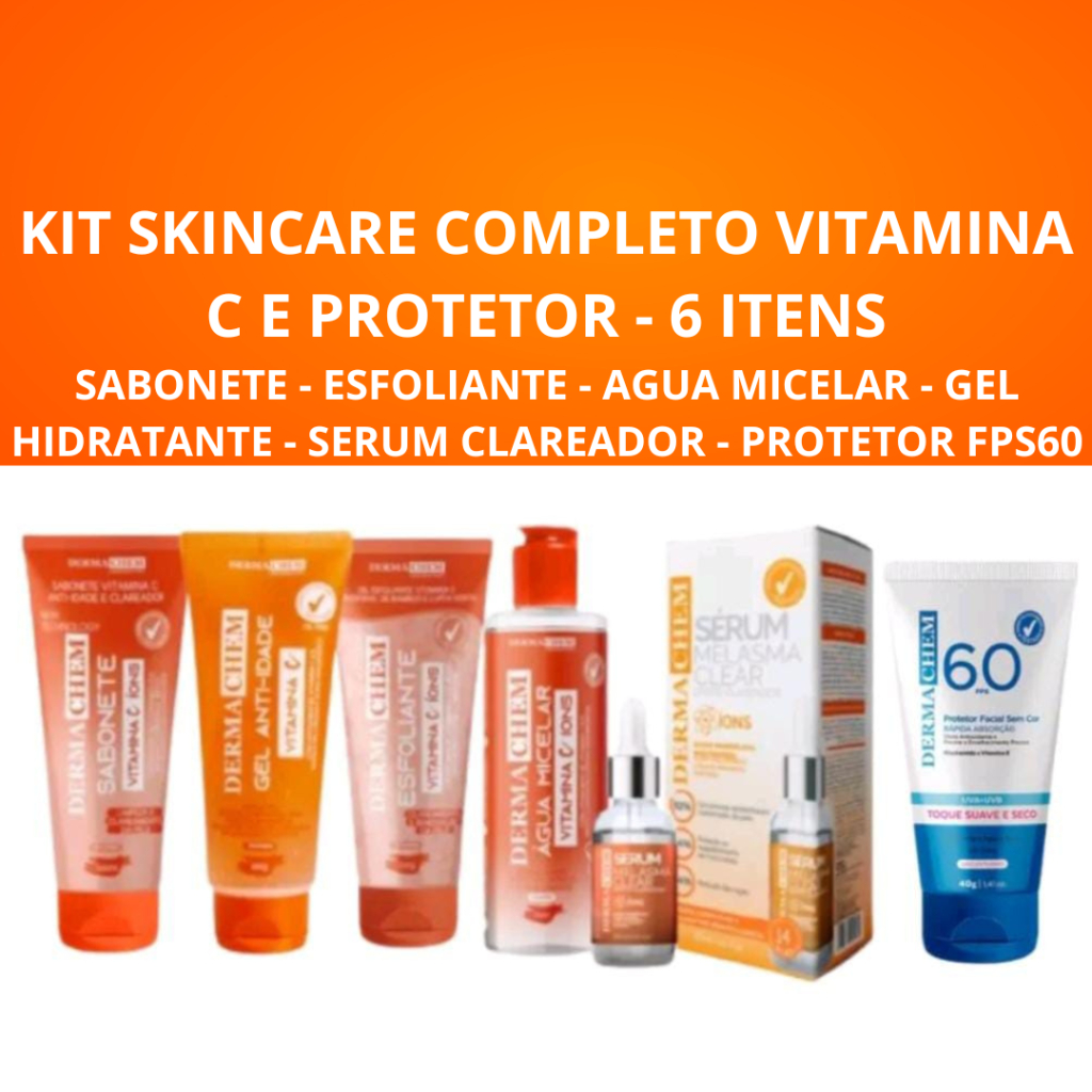 Kit Skincare Completo Vitamina C Clareador De Melasma E Protetor Solar