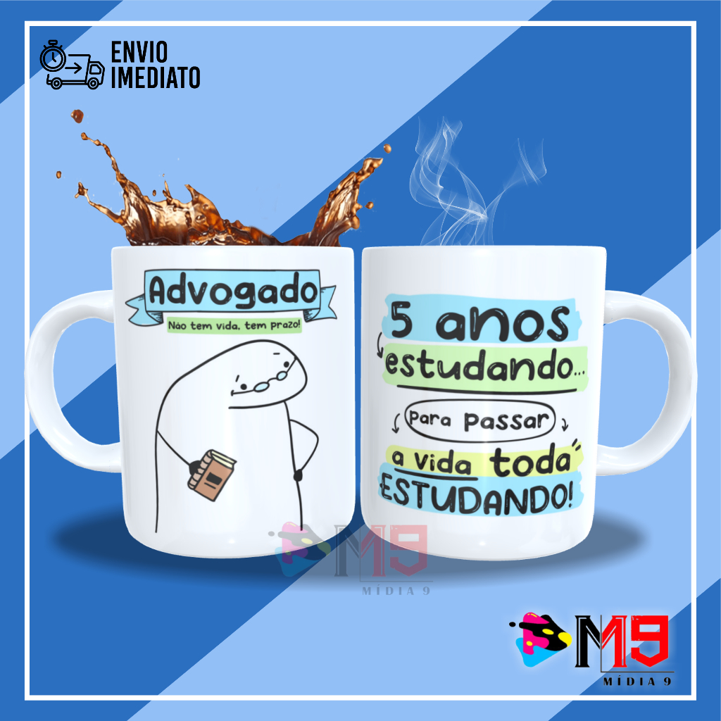 Caneca Flork Advogado Branca Porcelana Personalizada 325ml Shopee