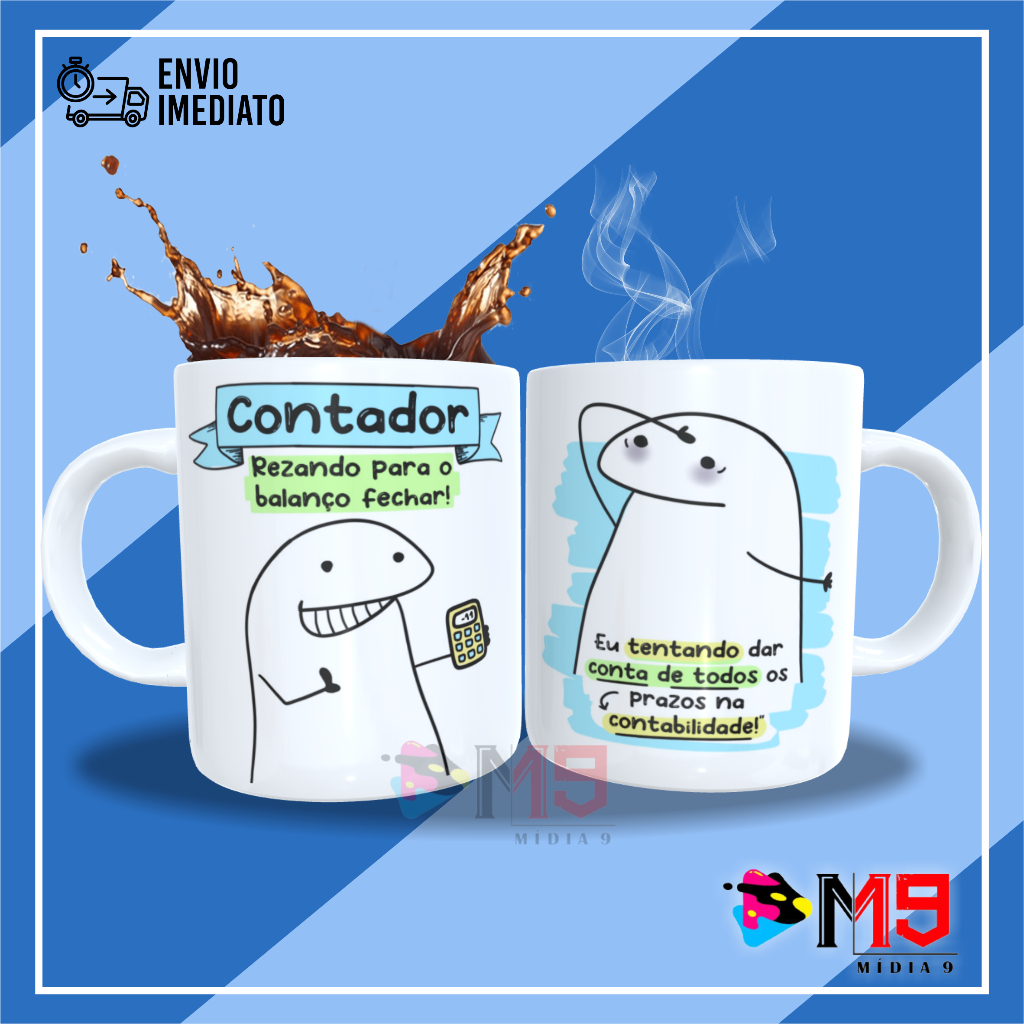 Caneca Flork Contador Branca Porcelana Personalizada Ml Shopee