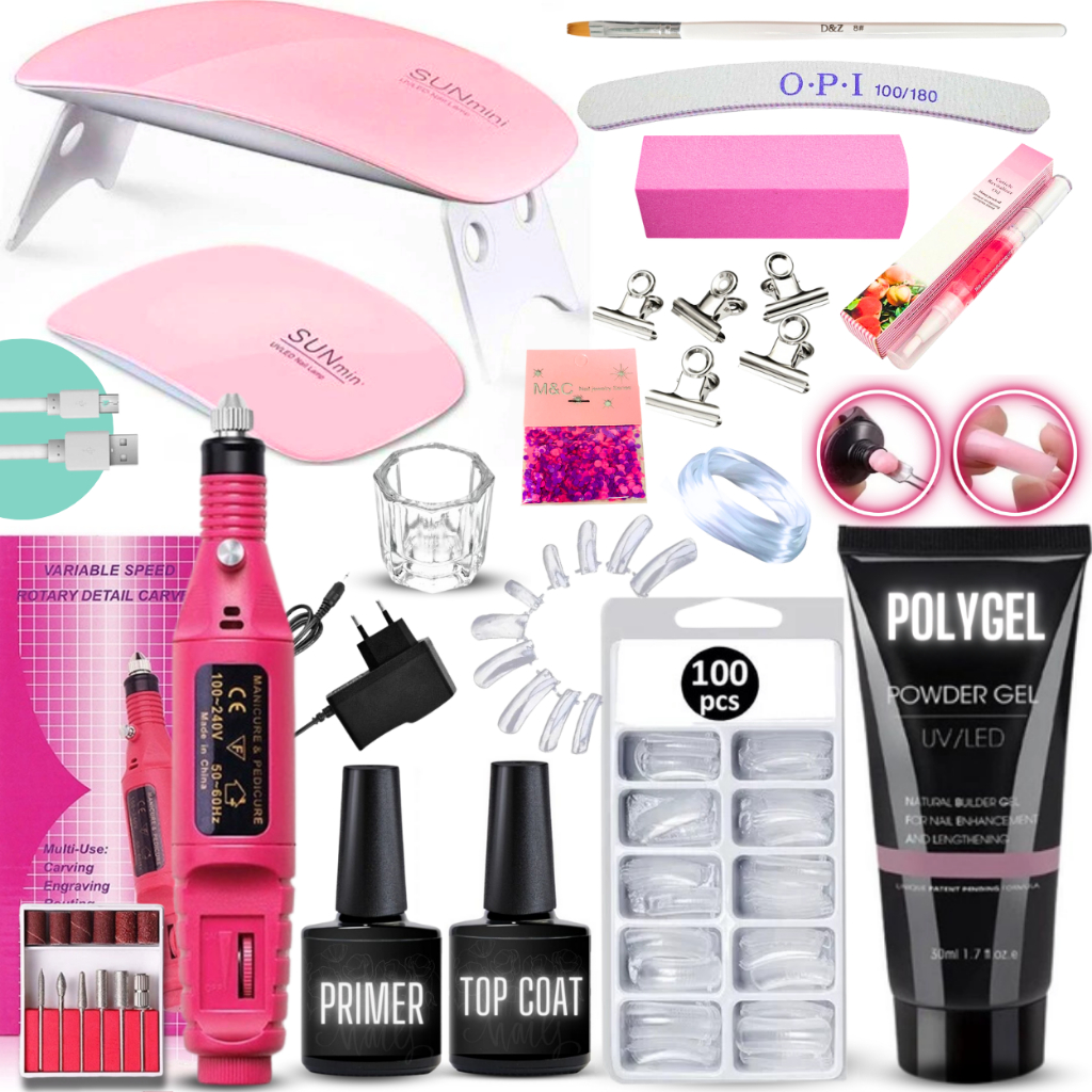 Kit Polygel Poligel Alongamento Unhas Completo Profissional Mini Cabine