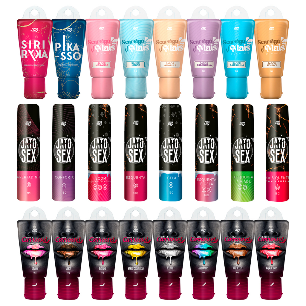 Kit Géis eroticos Lubrificantes Íntimos Comestíveis Gel Jato Sex