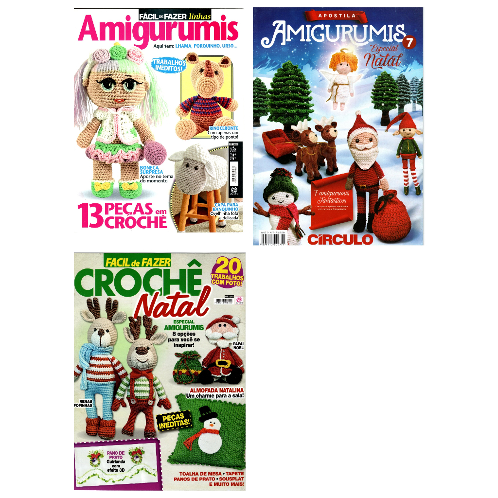 Kit 3 Revistas Amigurumis Bichinhos Crochê Shopee Brasil