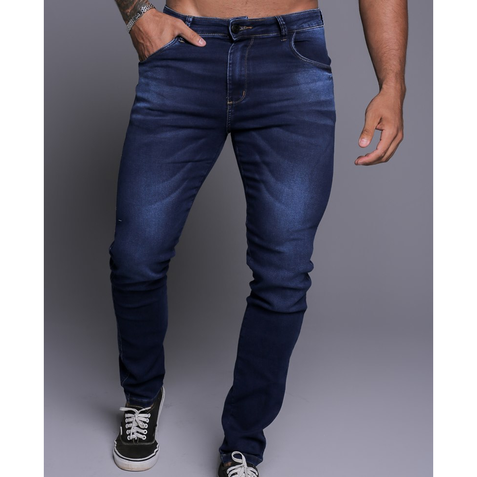 Calça Jeans Preta Masculina Skinny Elastano Roupas Masculina