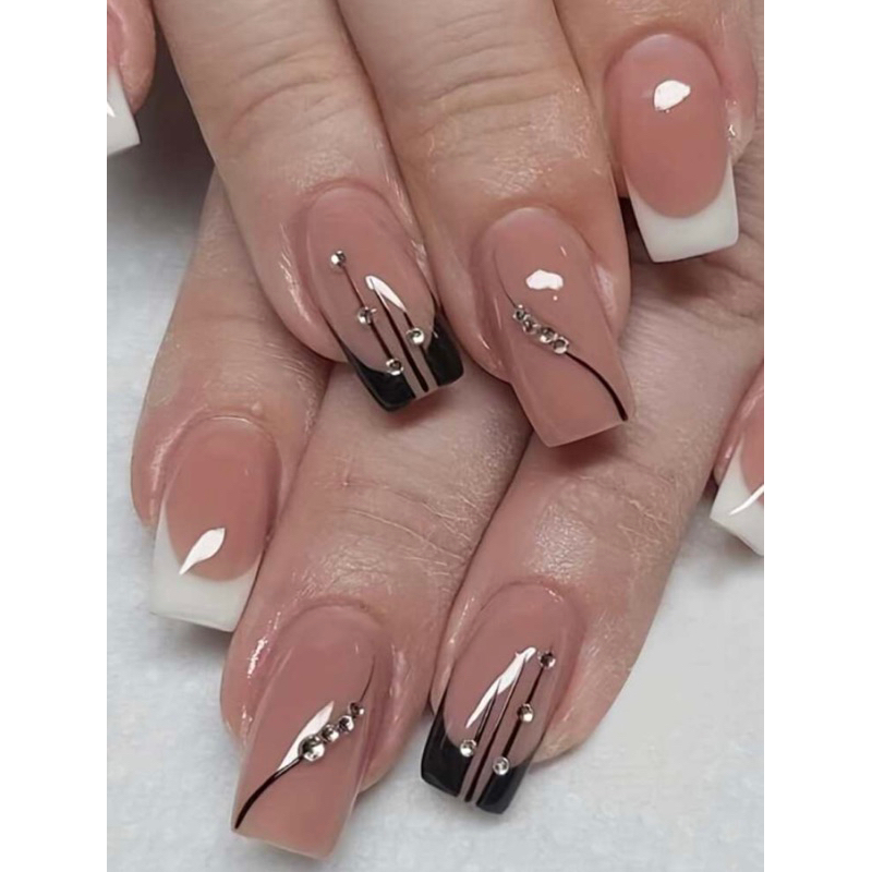 kit unhas postiças realista decorada nude strass 24 unidade Shopee Brasil
