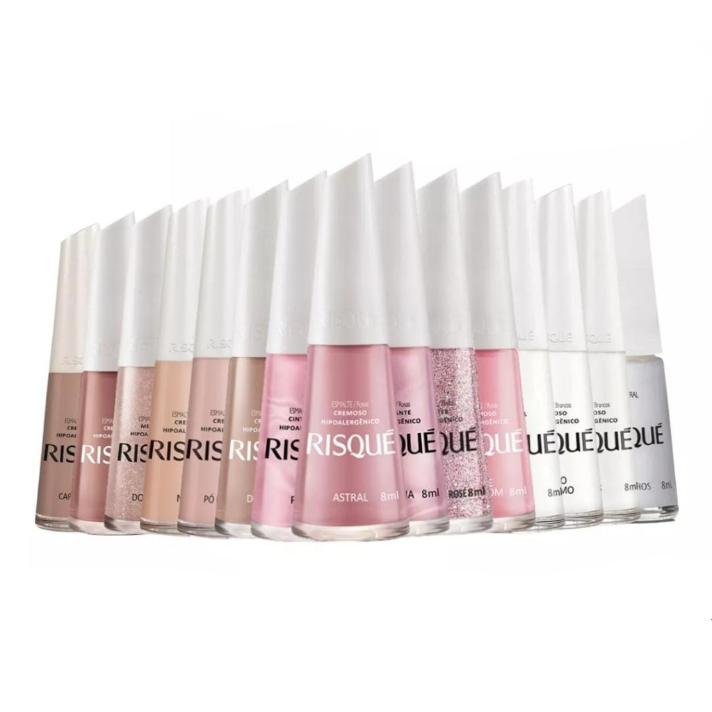 Kit Esmaltes De Unha Risque Cores Mais Vendidas Nude Rosa E