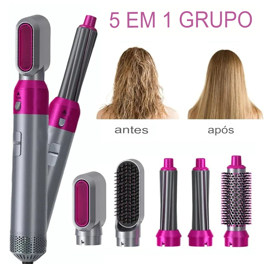 Escova 5 Em 1 Secador De Cabelo Pente Modelador Ar Quente Profissional