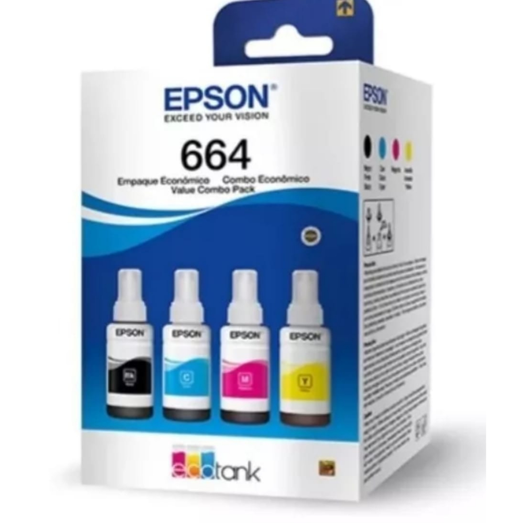 Kit 4 Tinta T664 Epson T664 Impressora L395 L365 L375 L220 L110 L200