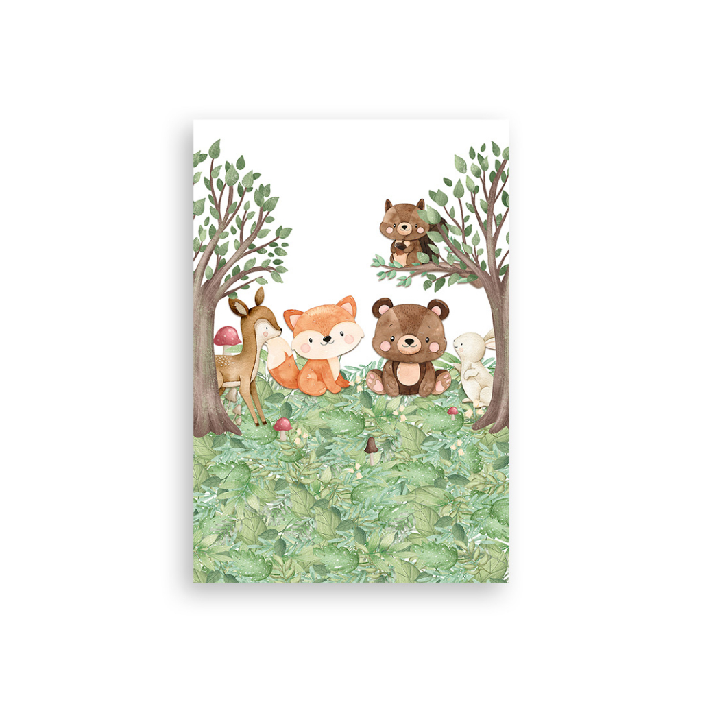 Painel De Festa Vertical X Animais No Bosque Cute