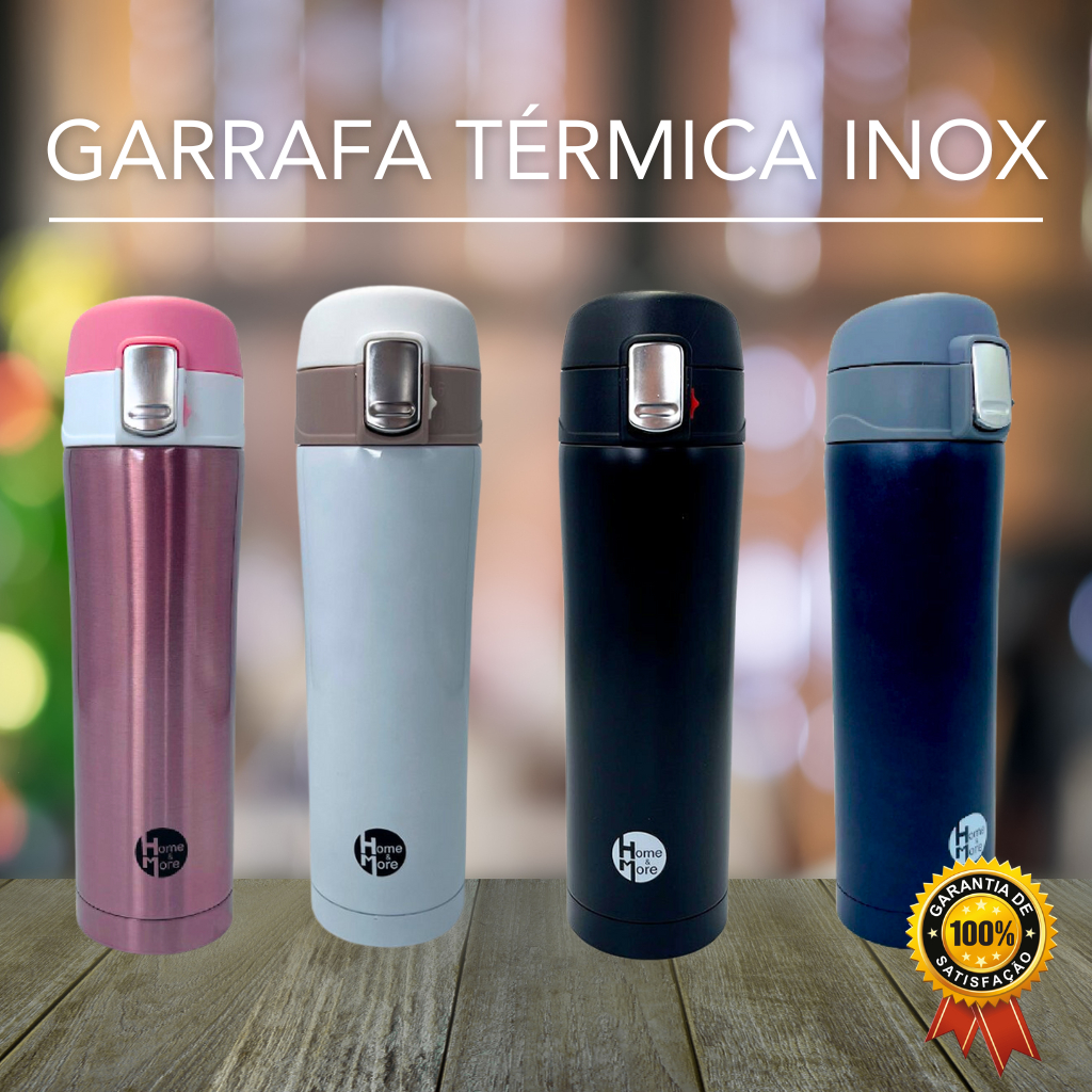 Garrafa de Agua Termica Inox Café Suco Água Chá Tampa Inquebravel 500ml