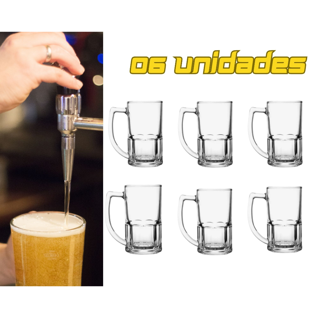 Kit C Canecas De Chopp Cerveja De Vidro Ml Zero Grau Shopee Brasil