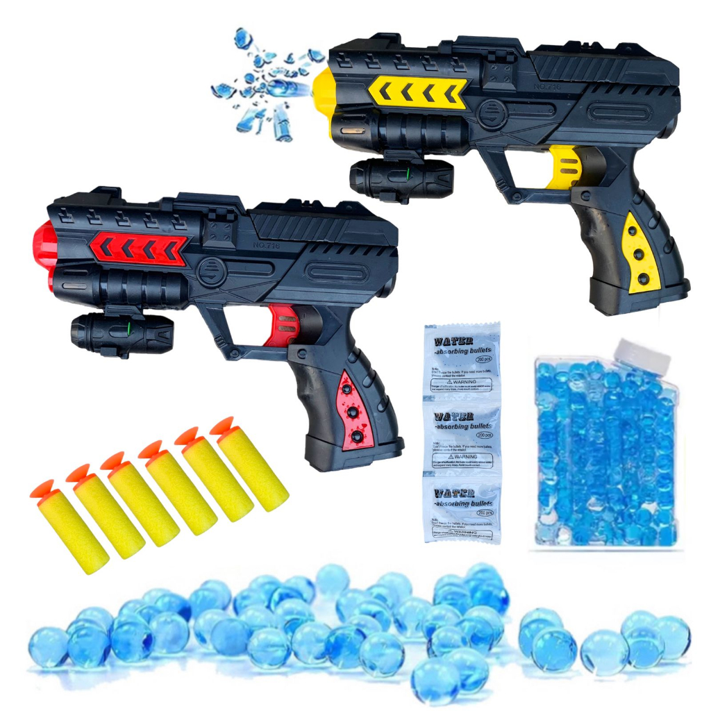 Brinquedo Arminha Pistola Bolinha De Gel E Nerf 2 Em 1 800 Bolinhas