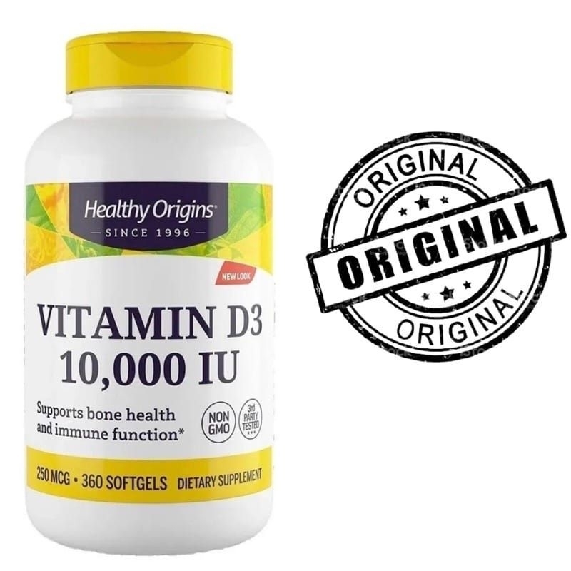 Vitamina D3 10 000 IU 360 Softgels Healthy Origins Importada EUA