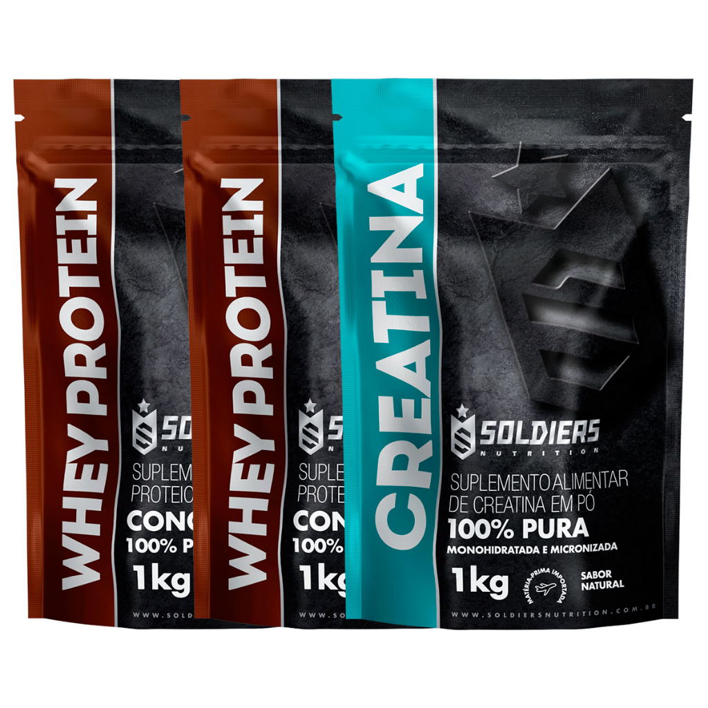 Kit Whey Concentrado 2kg Creatina Monohidratada 1kg 100 Importado