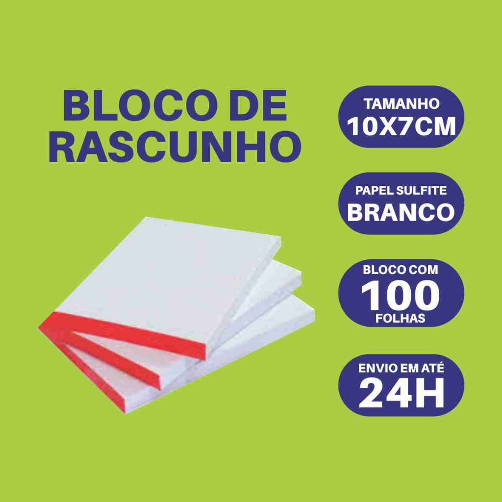 Kit Bloco De Rascunho Comanda 100 Folhas Cada Bloco Folha Branca