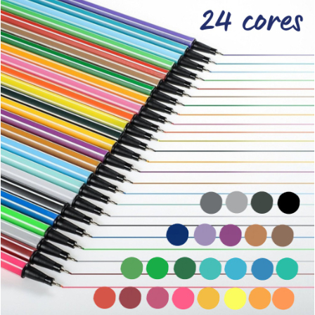 Kit Cores Canetas Fine Line Coloridas Ponta Fina Mm Fineliner